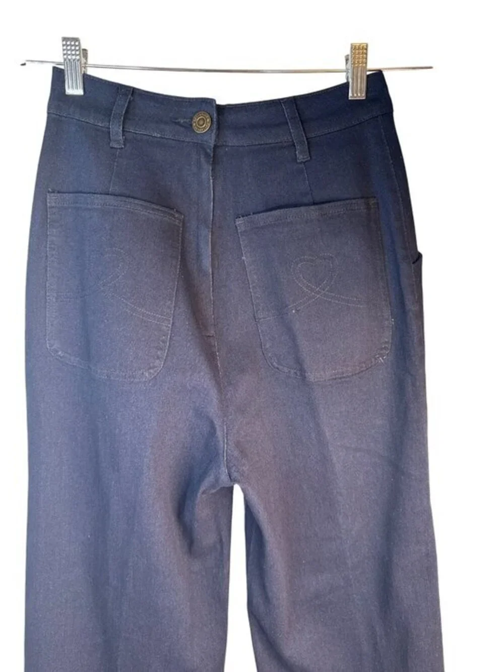New Collectif London Vintage Retro Jean Size 6 Navy Sailor Button Wide-Leg Pants